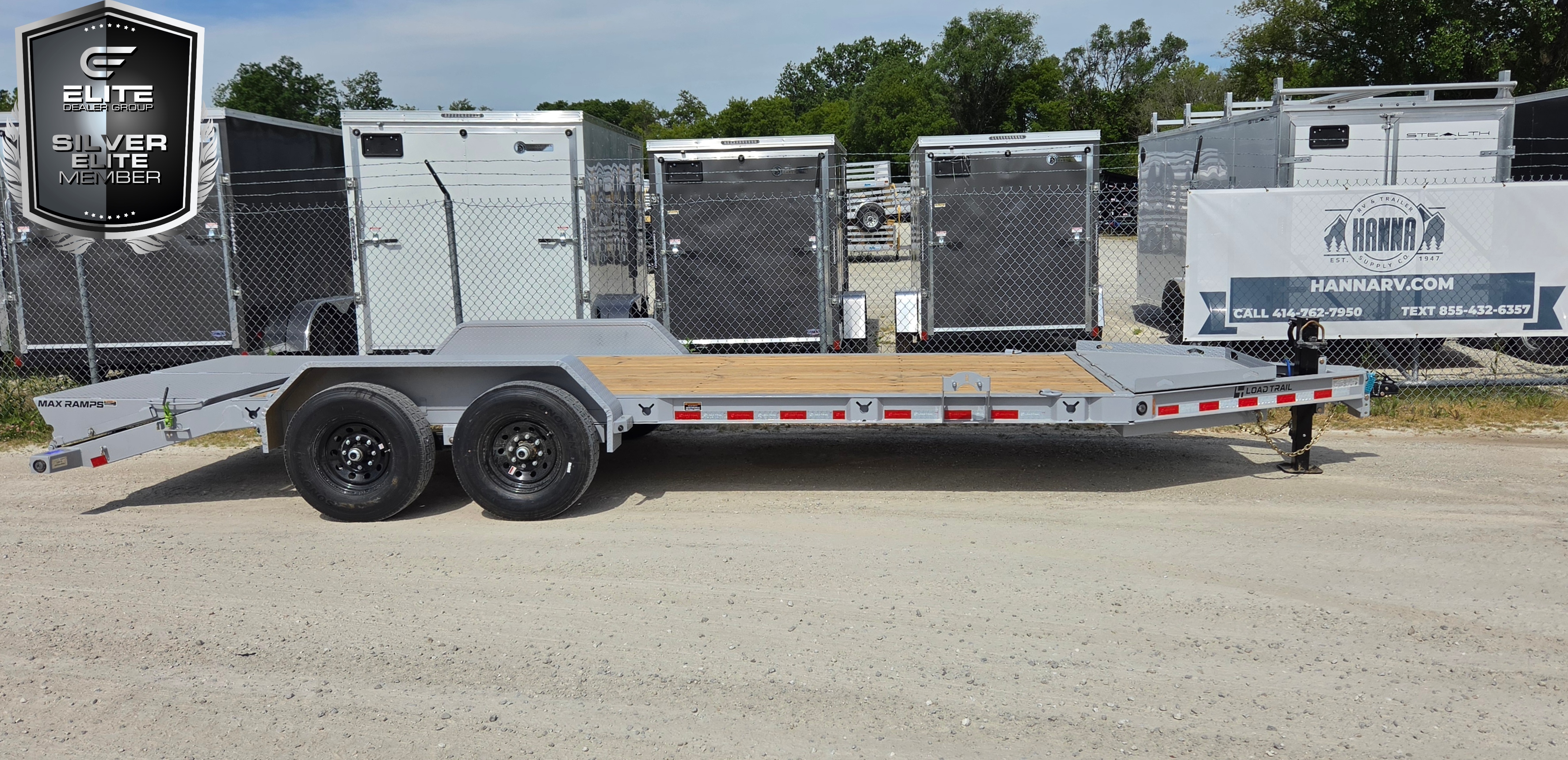 Load Trail 83 X 20 Tandem Axle 14,000 Lb Steel Car Hauler / Equipment Trailer with I-Beam and MAX Ramps- Bomber Gray